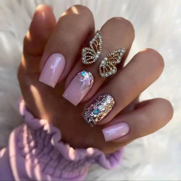 Press-On Nails, NIB, Pink & Gold, DIY, Instant Manicure, Be Party Ready - Picture 1 of 6